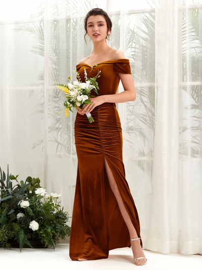 Carlyna Lara Sheath Burant Orange Velvet Bridesmaid Dress Maxi Sleeveless Sweetheart Dress #color_burant-orange