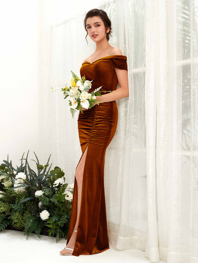 Carlyna Lara Sheath Burant Orange Velvet Bridesmaid Dress Maxi Sleeveless Sweetheart Dress #color_burant-orange