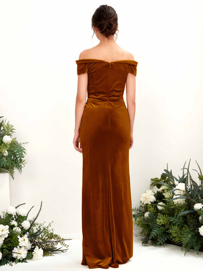 Carlyna Lara Sheath Burant Orange Velvet Bridesmaid Dress Maxi Sleeveless Sweetheart Dress #color_burant-orange