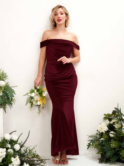 Carlyna Mona Mermaid Burgundy Velvet Bridesmaid Dress Maxi Sleeveless Off the Shoulder Dress #color_burgundy