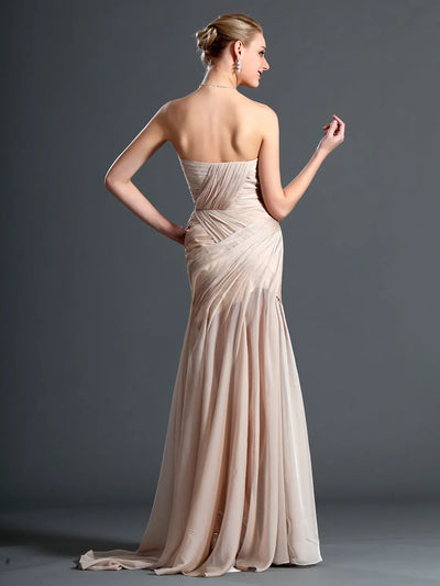 Carlyna A-Line Sweetheart Chiffon Dress with Leg Slit