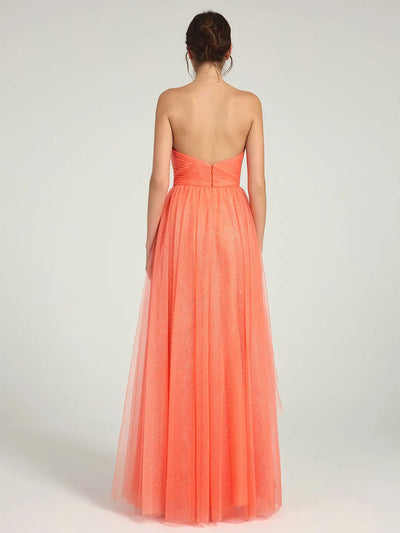 Carlyna A-Line Maxi Dress with Sweetheart Neckline and Beaded Floral Embellishments