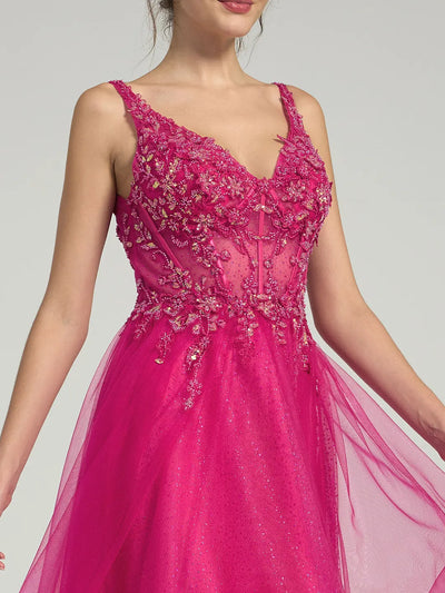 Carlyna A-Line Lace & Tulle Maxi Dress with Sequin and Beaded Embellishments