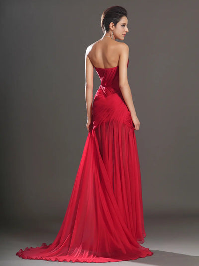 Carlyna A-Line Sweetheart Chiffon Maxi Dress with Leg Slit