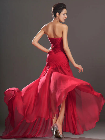 Carlyna A-Line Sweetheart Chiffon Maxi Dress with Leg Slit