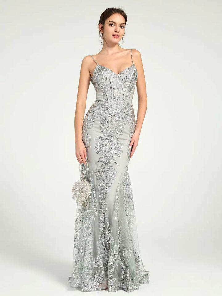 silver evening dress uk Caitlin Silver Off The Shoulder Fishtail Formal Prom Dress