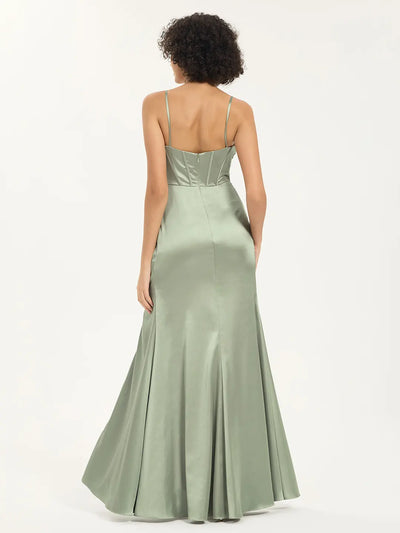 Sweetheart Satin Mermaid Prom Dress with Ruched Accents and Leg Slit