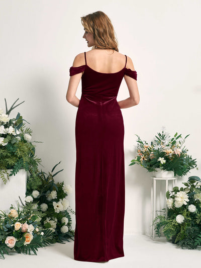 Carlyna Salome Mermaid Burgundy Velvet Bridesmaid Dress Maxi Sleeveless Sweetheart Dress #color_burgundy