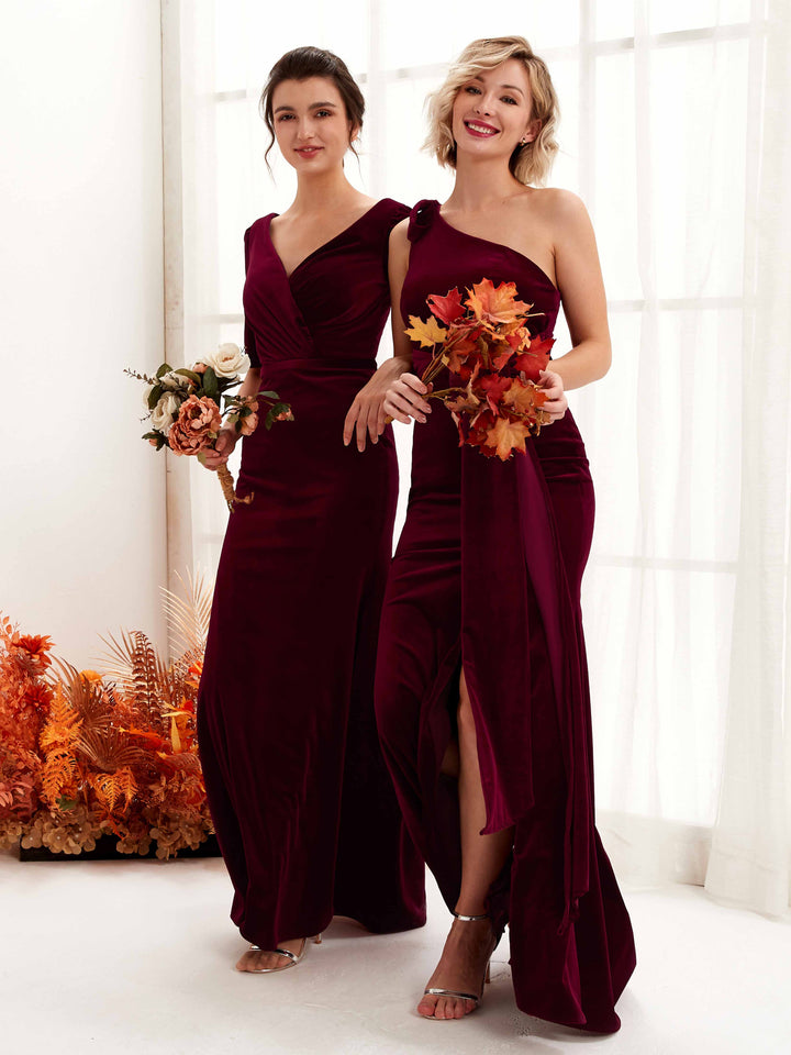 sorella vita velvet bridesmaid dresses Immaculate + Rigorous Carlyna-0034-mermaid-v-neck-3 dress_type_Ruffle Elegant Gold Brooch Mermaid Size:16.5 36/37 Closure type