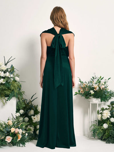 Carlyna Prima Convertible Hunter Green Velvet Bridesmaid Dress Maxi Sleeveless Straight Dress #color_hunter-green
