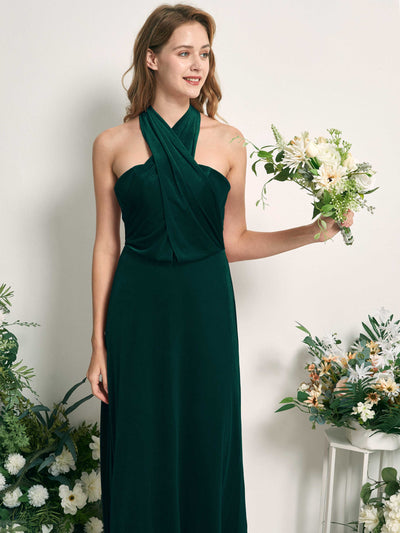 Carlyna Prima Convertible Hunter Green Velvet Bridesmaid Dress Maxi Sleeveless Straight Dress #color_hunter-green