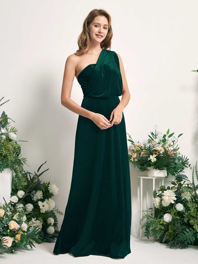 Carlyna Prima Convertible Hunter Green Velvet Bridesmaid Dress Maxi Sleeveless Straight Dress #color_hunter-green