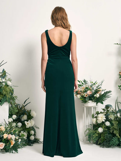 Carlyna Pearl Mermaid Hunter Green Velvet Bridesmaid Dress Maxi Sleeveless V-Neck Dress #color_hunter-green