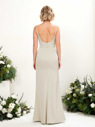 Carlyna Agatha Mermaid Champagne Satin Bridesmaid Dress Maxi Sleeveless V-Neck Dress Back View #color_champagne