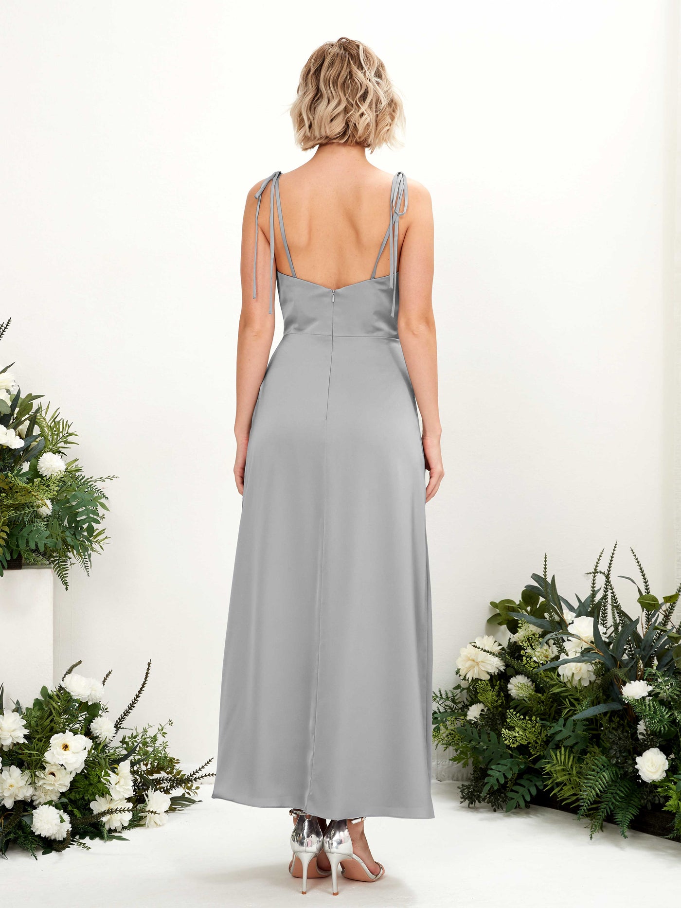 Spaghetti-straps Sleeveless Satin Bridesmaid Dress - Dove (80222111)#color_dove