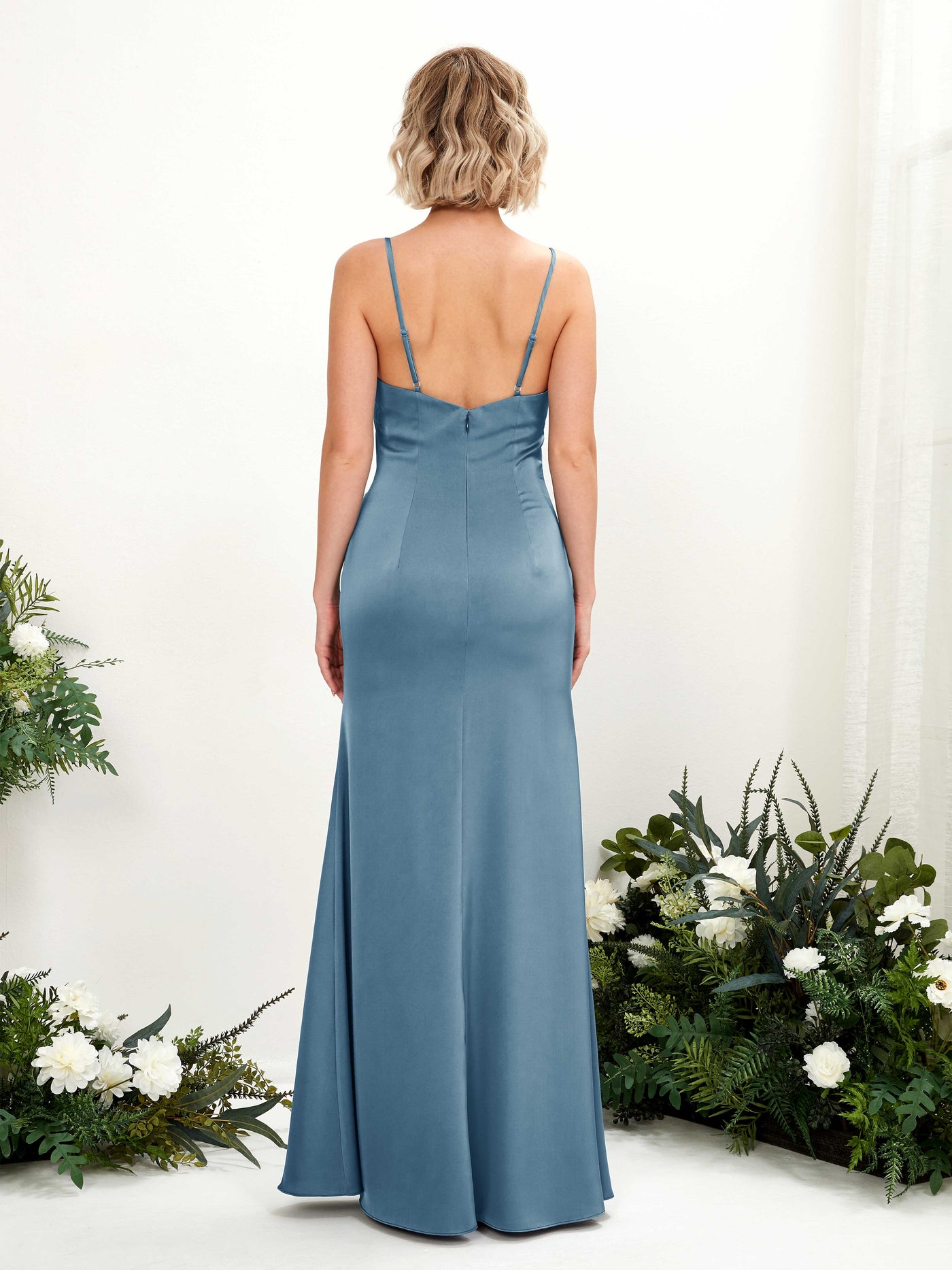 Straps Satin Bridesmaid Dress - Ink blue (80223014)#color_ink-blue