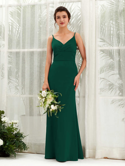 Carlyna Kama Mermaid Hunter Green Satin Bridesmaid Dress Maxi Sleeveless V-Neck Dress #color_hunter-green