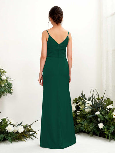 Carlyna Kama Mermaid Hunter Green Satin Bridesmaid Dress Maxi Sleeveless V-Neck Dress #color_hunter-green