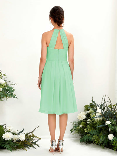 Carlyna Davina A-Line Mint Green Bridesmaid Dress Knee-Length Sleeveless Round Neck Dress Back View #color_mint-green