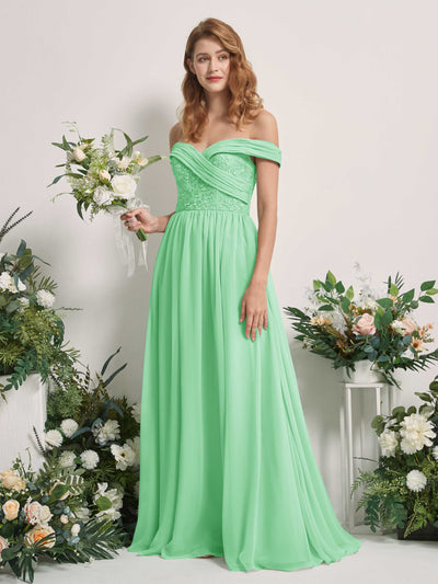 Carlyna Leona A-Line Mint Green Embroidered Bridesmaid Dress Maxi Sleeveless Sweetheart Dress #color_mint-green