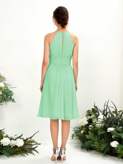 Carlyna Cathie A-Line Mint Green Bridesmaid Dress Knee-Length Sleeveless Round Neck Dress Back View #color_mint-green