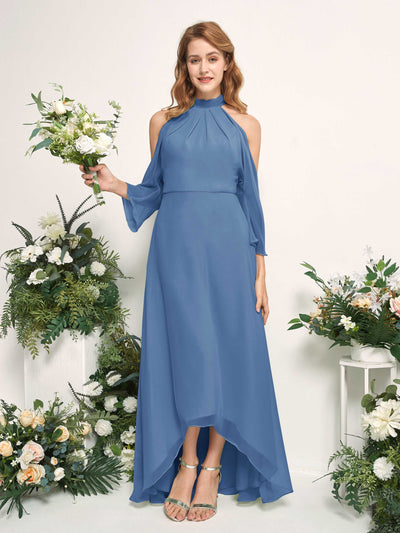 Carlyna Maxine A-Line Dusty Blue Bridesmaid Dress Maxi Sleeveless Round Neck Dress #color_dusty-blue