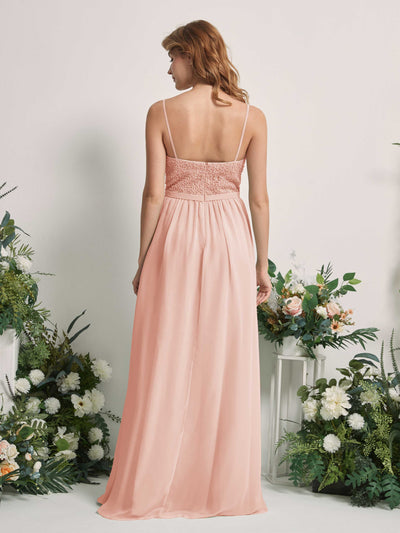 Carlyna Ursula A-Line Pearl Pink Beaded Bridesmaid Dress Maxi Sleeveless Sweetheart Dress #color_pearl-pink