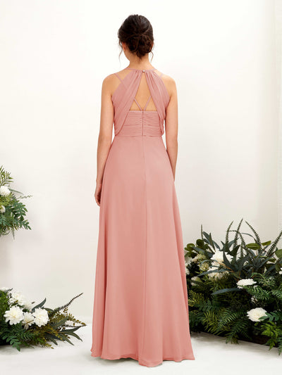 Carlyna Joa A-Line Champagne Rose Bridesmaid Dress Maxi Sleeveless V-Neck Dress #color_champagne-rose
