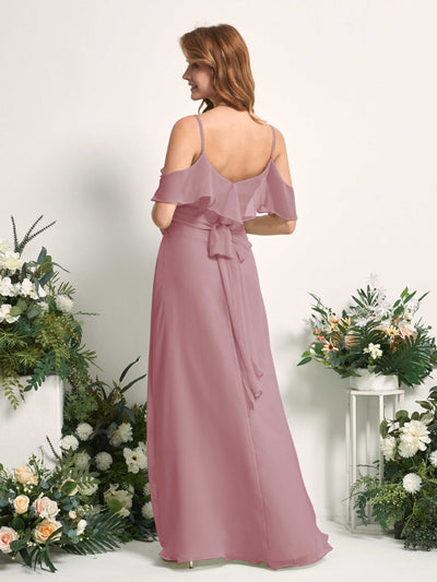 Carlyna Yvette A-Line Vintage Mauve Bridesmaid Dress Maxi Sleeveless V-Neck Dress #color_vintage-mauve