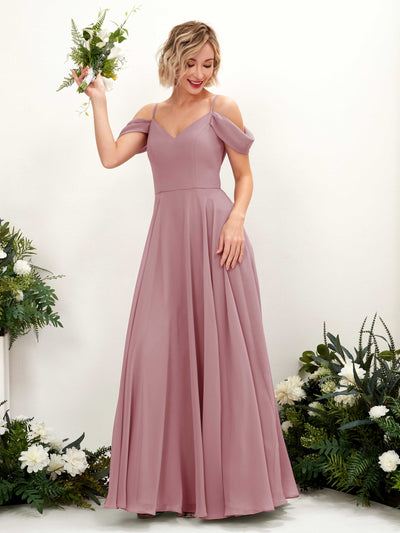 Carlyna Kauku A-Line Vintage Mauve Bridesmaid Dress Maxi Sleeveless V-Neck Dress #color_vintage-mauve
