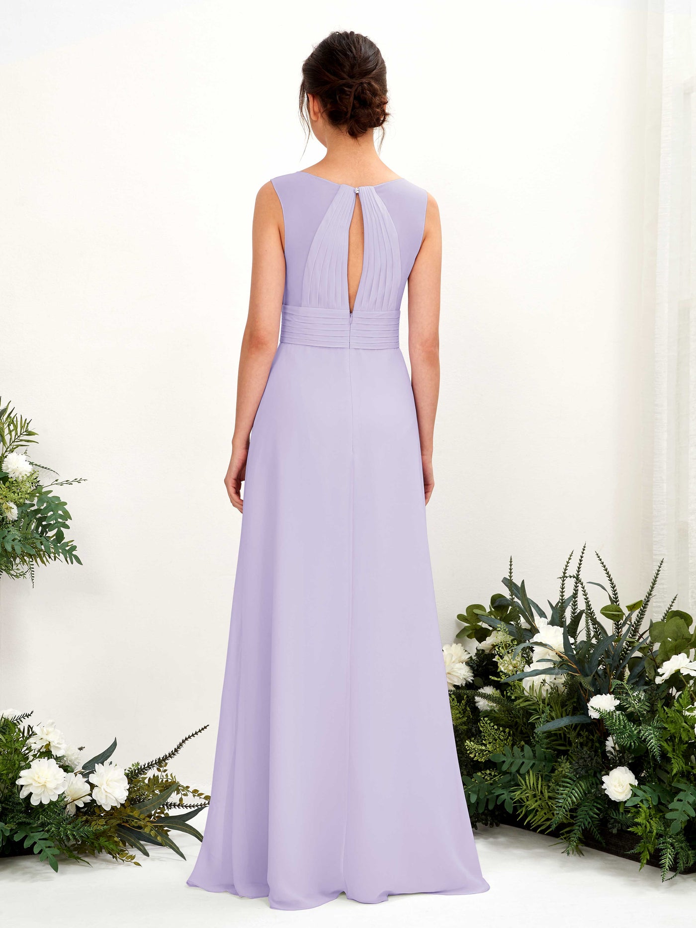 A-line V-neck Sleeveless Chiffon Bridesmaid Dress - Lilac (81220914)#color_lilac