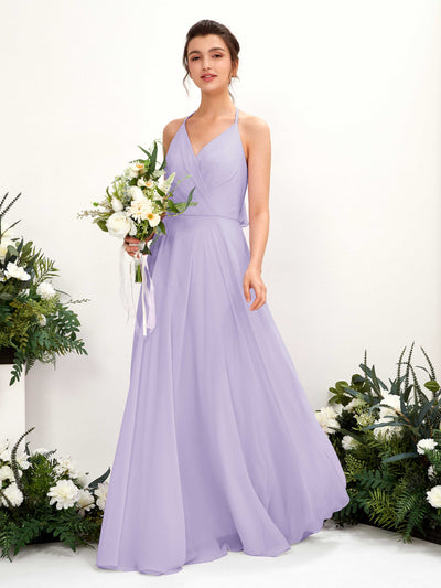 Carlyna Launo A-Line Lilac Bridesmaid Dress Maxi Sleeveless V-Neck Dress #color_lilac