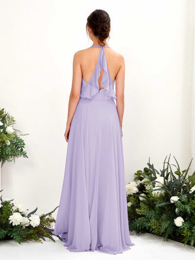 Carlyna Launo A-Line Lilac Bridesmaid Dress Maxi Sleeveless V-Neck Dress #color_lilac