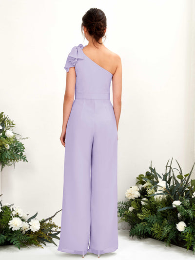 Carlyna Jasmine Jumpsuit Lilac Bridesmaid Dress Maxi Sleeveless One Shoulder Dress Back View #color_lilac