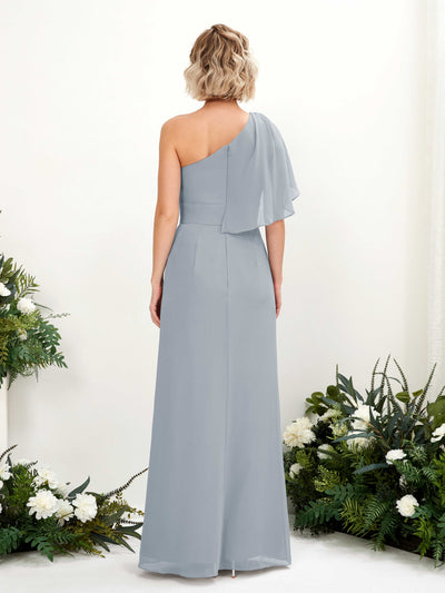 Carlyna Brook A-Line Dusty Blue-Upgrade Bridesmaid Dress Maxi Sleeveless One Shoulder Dress Back View #color_dusty-blue-upgrade