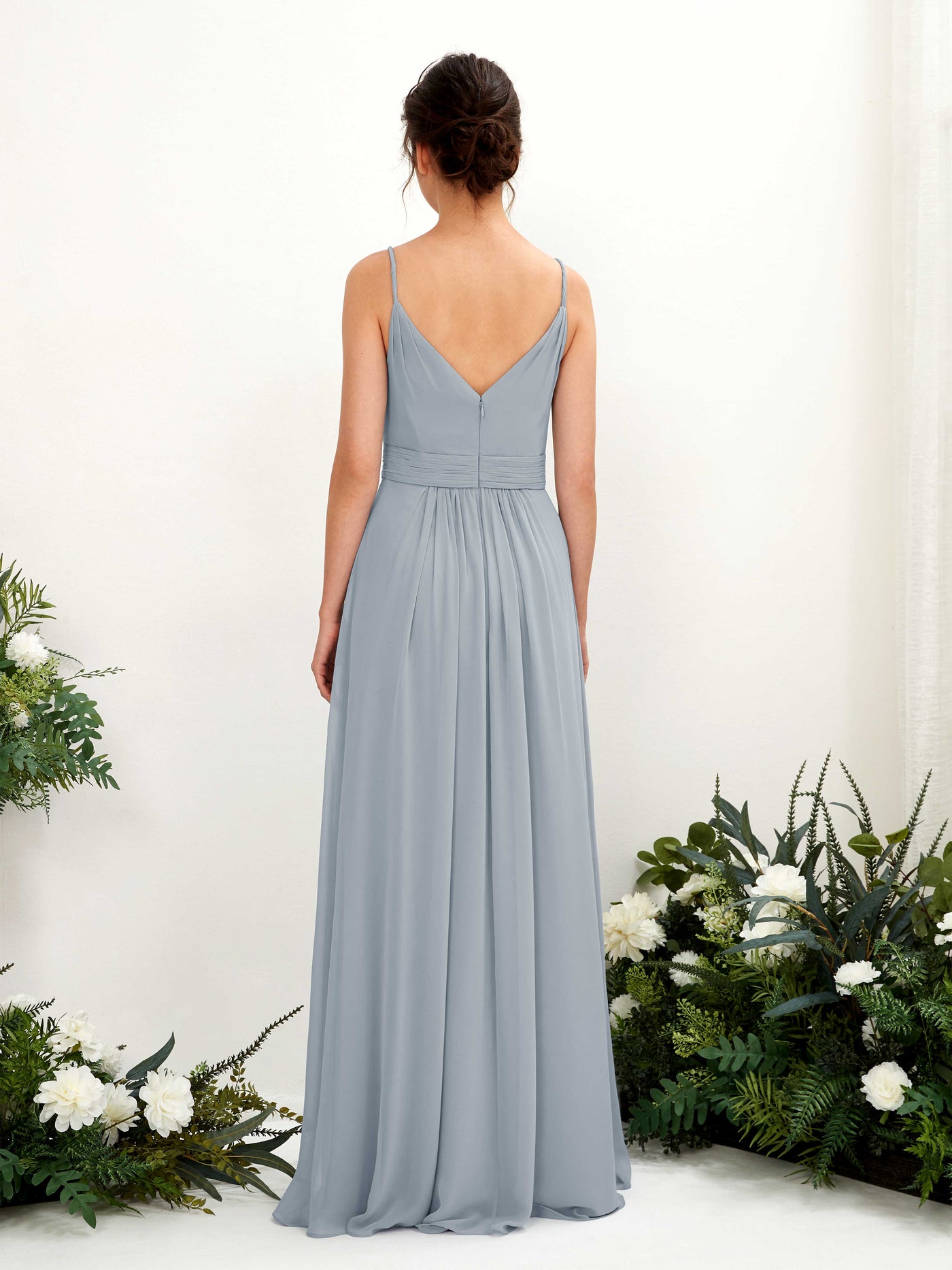 Spaghetti-straps V-neck Sleeveless Bridesmaid Dress - Dusty Blue-Upgrade (81223904)#color_dusty-blue-upgrade