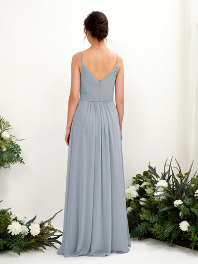 Carlyna Dira A-Line Dusty Blue-Upgrade Bridesmaid Dress Maxi Sleeveless V-Neck Dress Back View #color_dusty-blue-upgrade