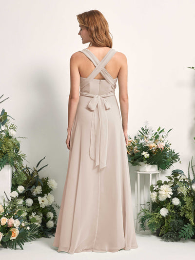 Carlyna Carolyn Convertible Champagne Bridesmaid Dress Maxi Sleeveless Sweetheart Dress Side View 4 #color_champagne
