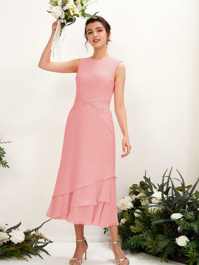 Carlyna Raina Mermaid Ballet Pink Bridesmaid Dress Midi Sleeveless Round Neck Dress #color_ballet-pink