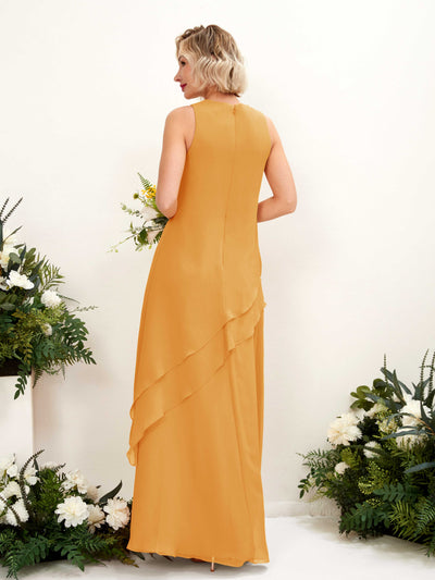 Carlyna Finna Sheath Mango Bridesmaid Dress Maxi Sleeveless Round Neck Dress Back View #color_mango