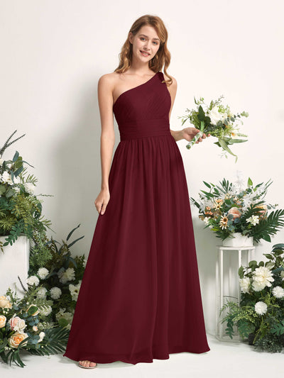 Carlyna Pandora A-Line Burgundy Bridesmaid Dress Maxi Sleeveless One Shoulder Dress #color_burgundy