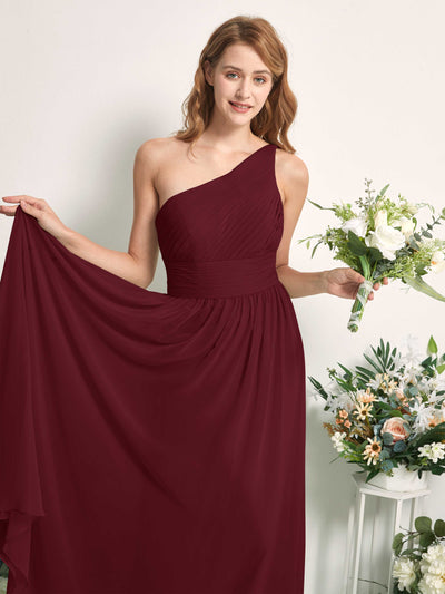 Carlyna Pandora A-Line Burgundy Bridesmaid Dress Maxi Sleeveless One Shoulder Dress #color_burgundy