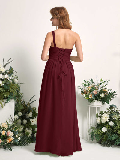 Carlyna Pandora A-Line Burgundy Bridesmaid Dress Maxi Sleeveless One Shoulder Dress #color_burgundy