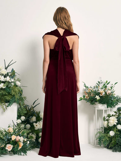 Carlyna Prima Convertible Burgundy Velvet Bridesmaid Dress Maxi Sleeveless Straight Dress #color_burgundy