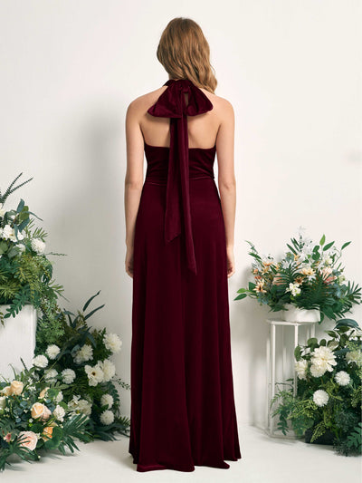 Carlyna Prima Convertible Burgundy Velvet Bridesmaid Dress Maxi Sleeveless Straight Dress #color_burgundy