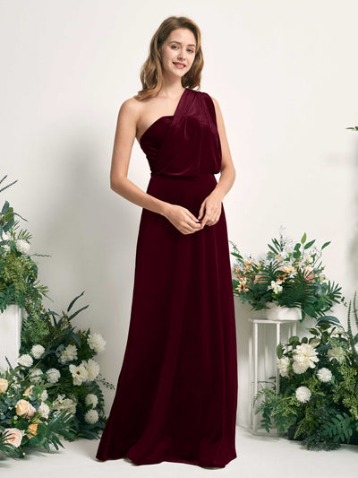 Carlyna Prima Convertible Burgundy Velvet Bridesmaid Dress Maxi Sleeveless Straight Dress #color_burgundy