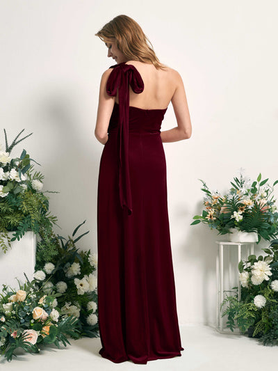 Carlyna Prima Convertible Burgundy Velvet Bridesmaid Dress Maxi Sleeveless Straight Dress #color_burgundy