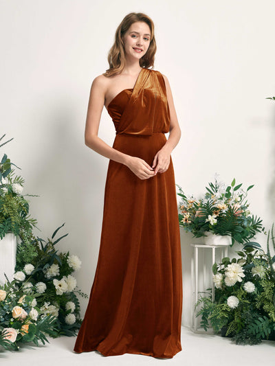 Carlyna Prima Convertible Burant Orange Velvet Bridesmaid Dress Maxi Sleeveless Straight Dress #color_burant-orange