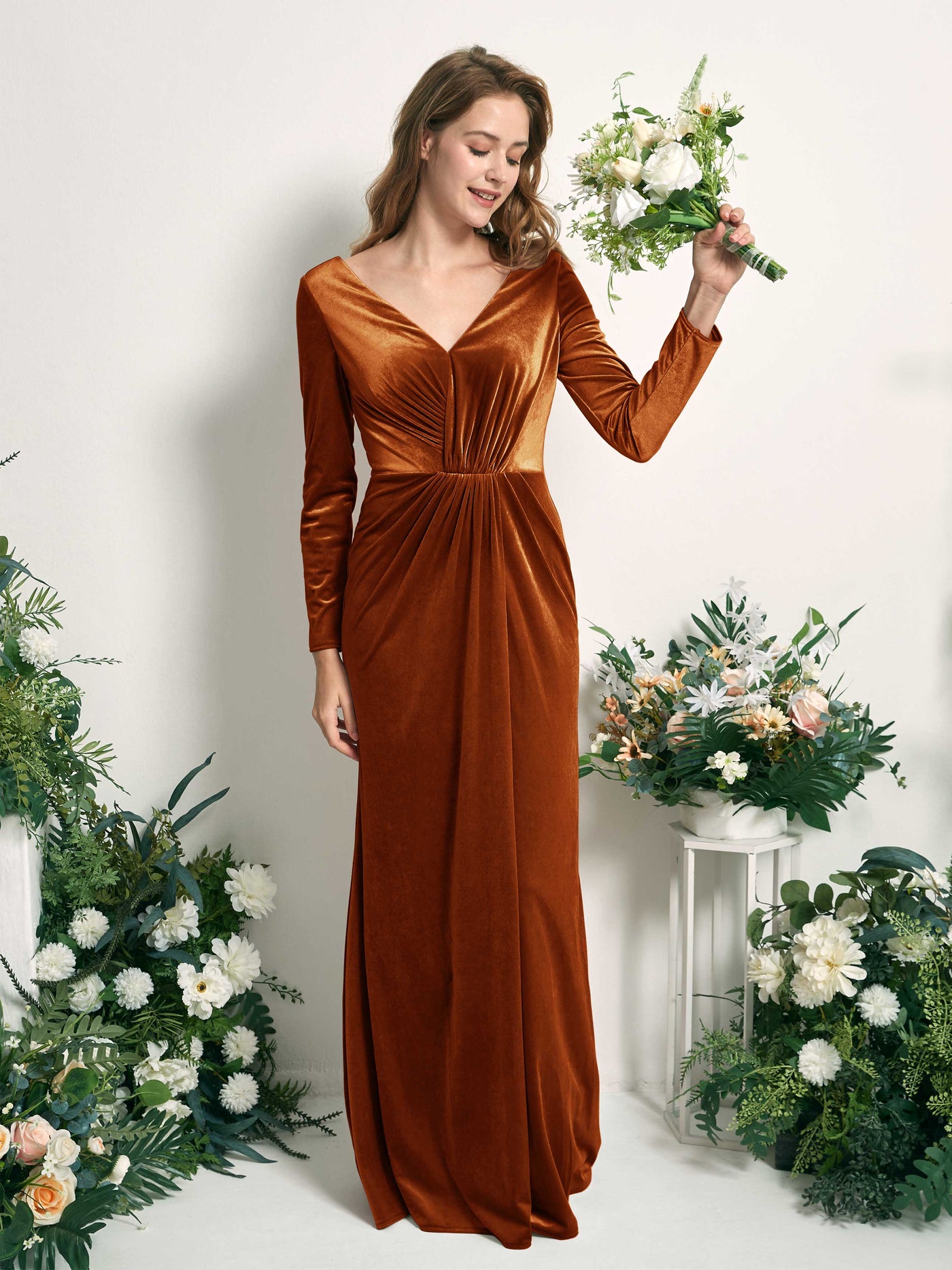burnt orange bridesmaid dresses with sleeves Modest Short Pleat Ruching Amazon.com: Burnt Orange Plus Size