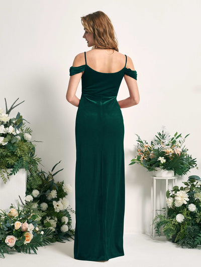 Carlyna Salome Mermaid Hunter Green Velvet Bridesmaid Dress Maxi Sleeveless Sweetheart Dress #color_hunter-green